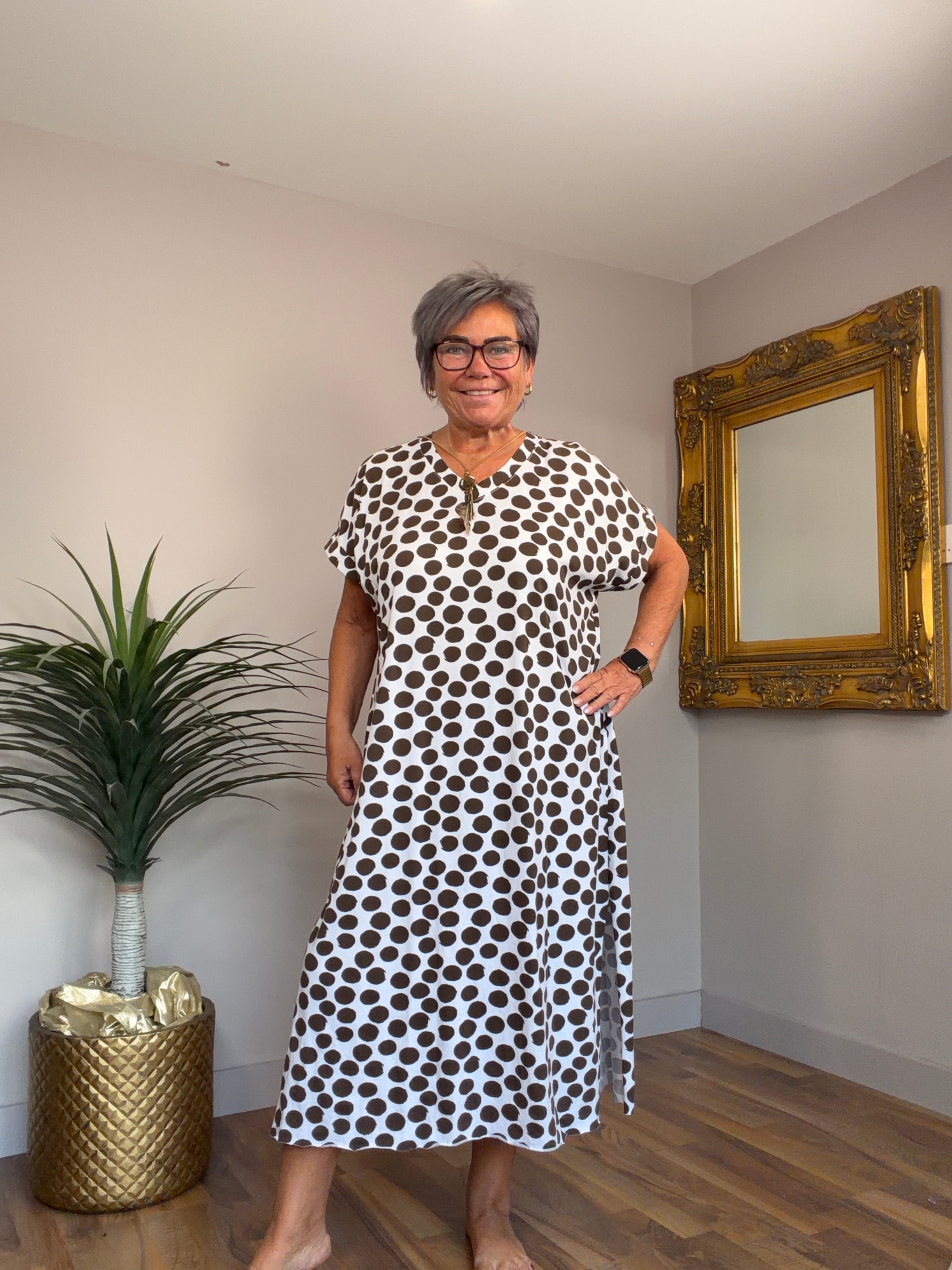 Petra Polka Dot Cotton/Jersey Dress