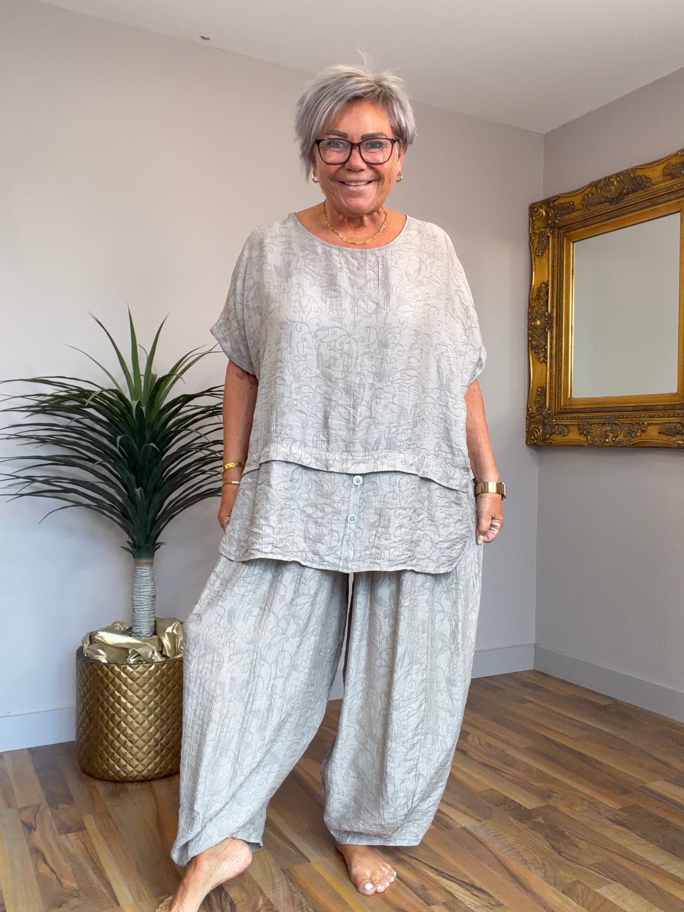 Willow Embroidered Barrel Pants (matching top available )