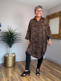 🔥 Sale No Return - Leopard Silky Shirt Dress/Tunic