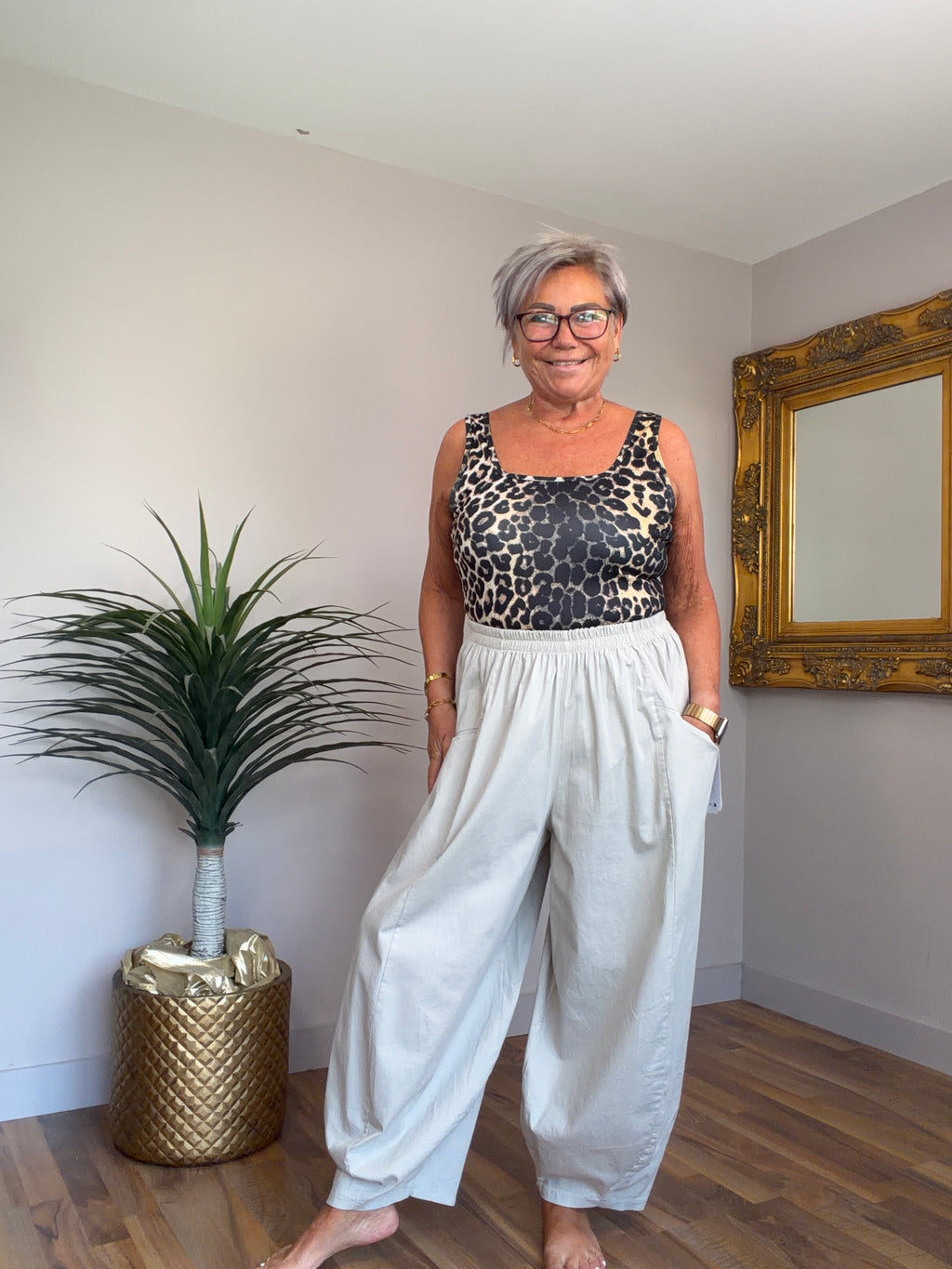 Bonita Barrel Leg Posh Cotton Pants