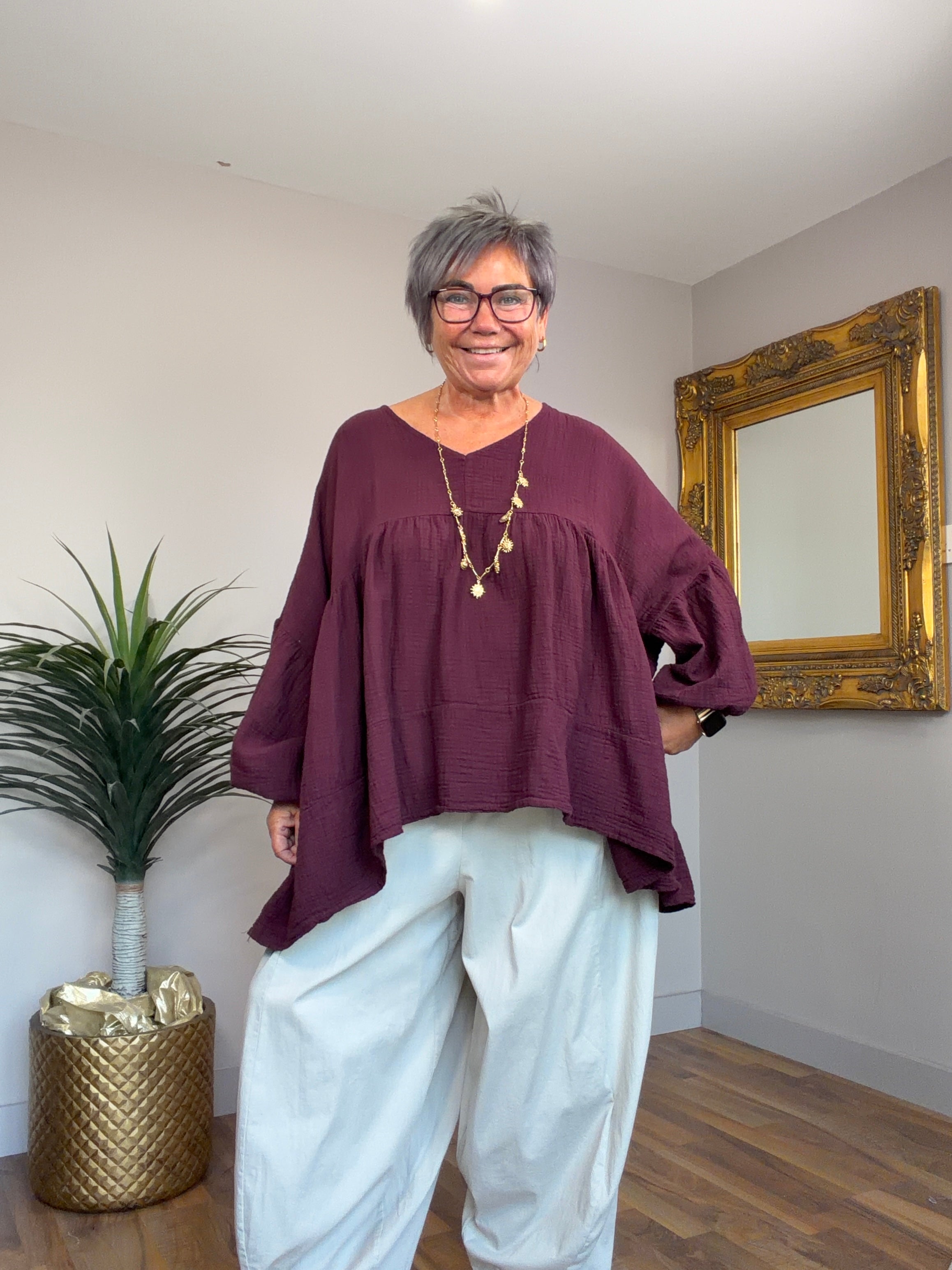 Pattie Plain Cotton Smock Style top