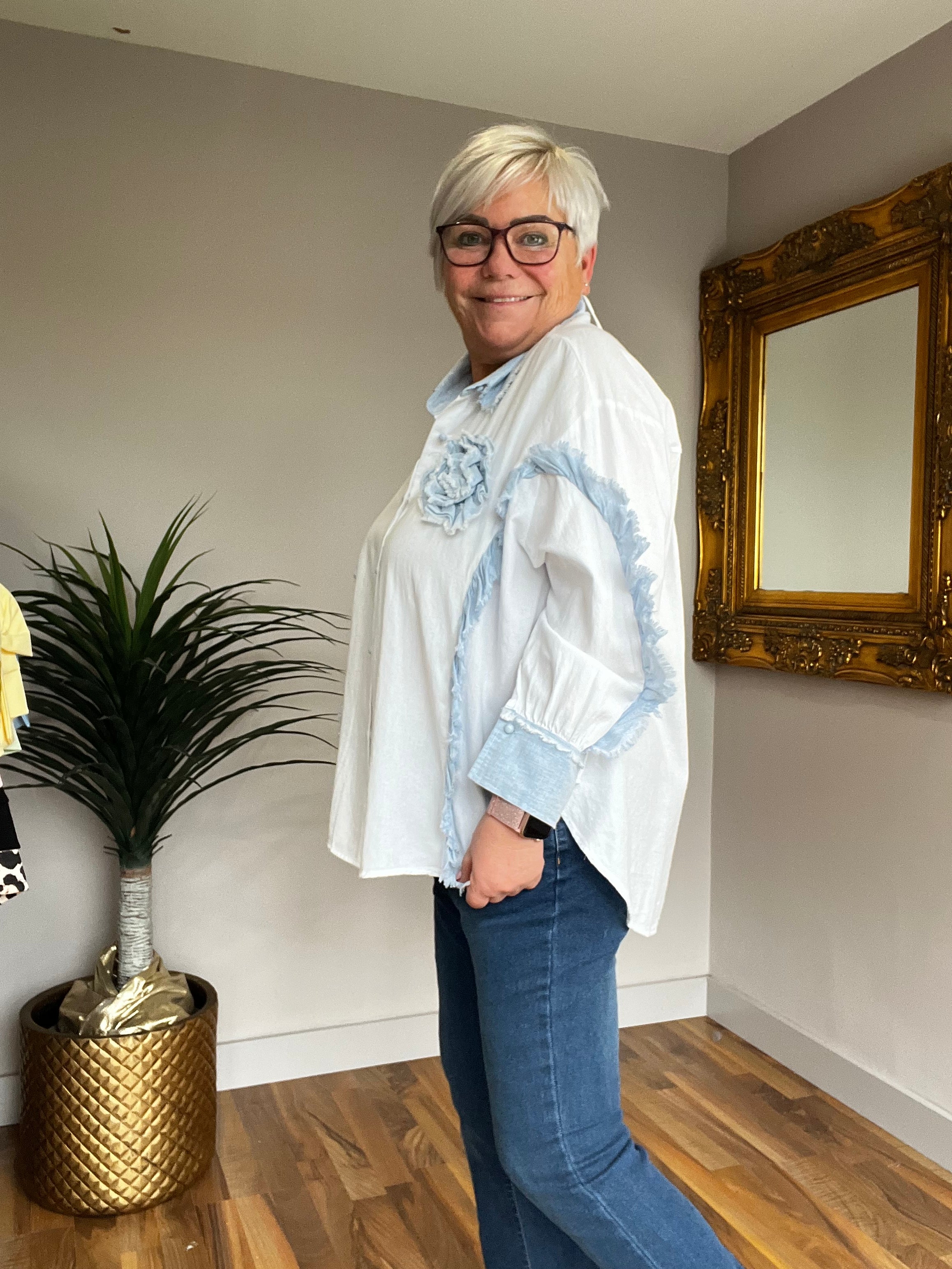 🔥 Sale No Return - Connie Corsage White Shirt