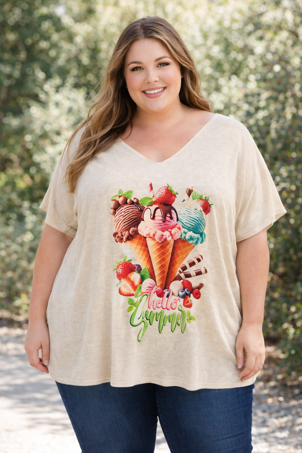 🔥 SALE no return - Ice cream V Neck Glitz Top