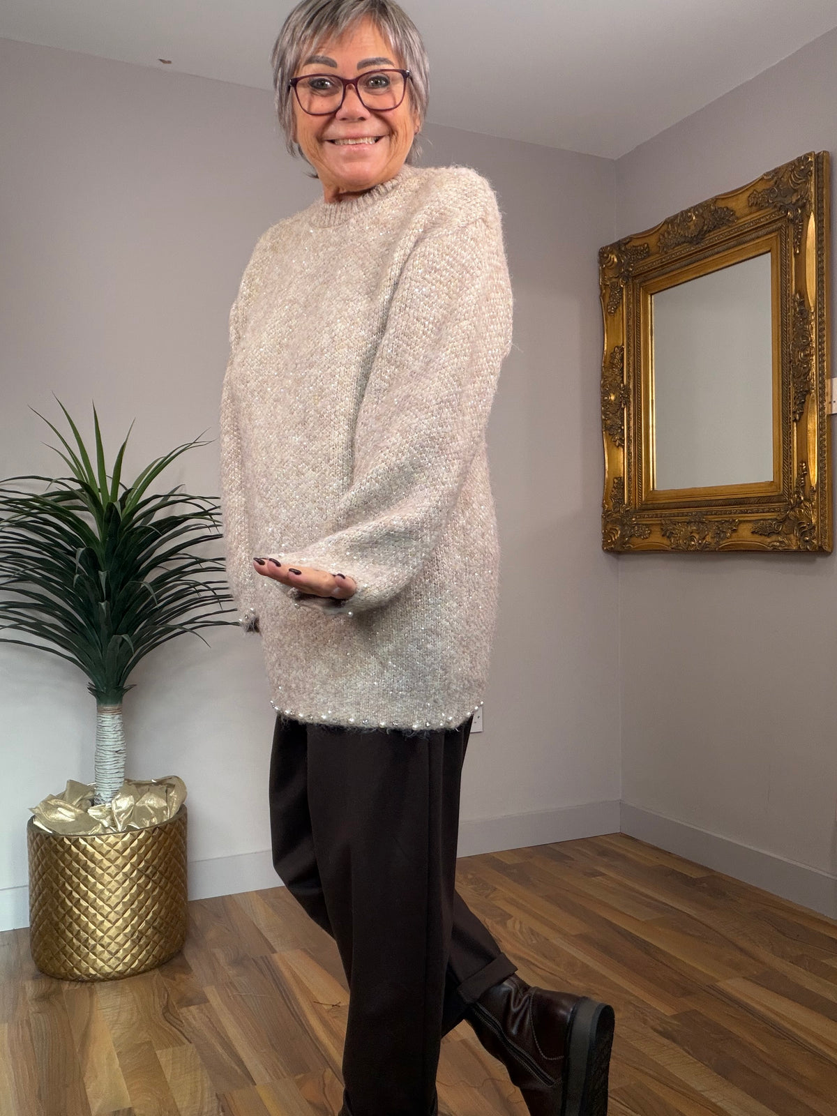 Sequin Pearl Knit Top