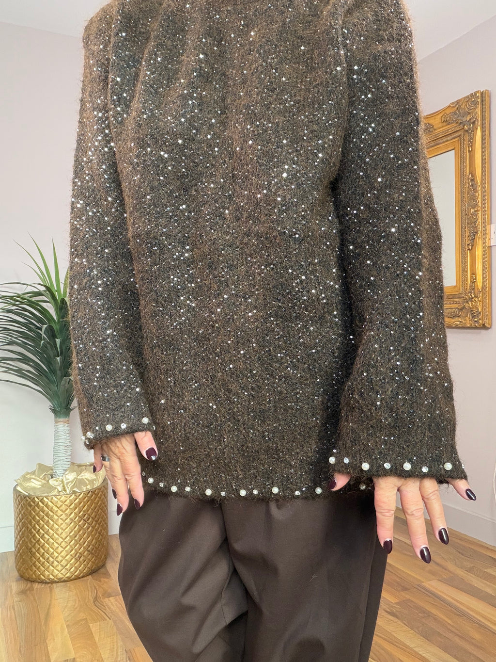 Sequin Pearl Knit Top