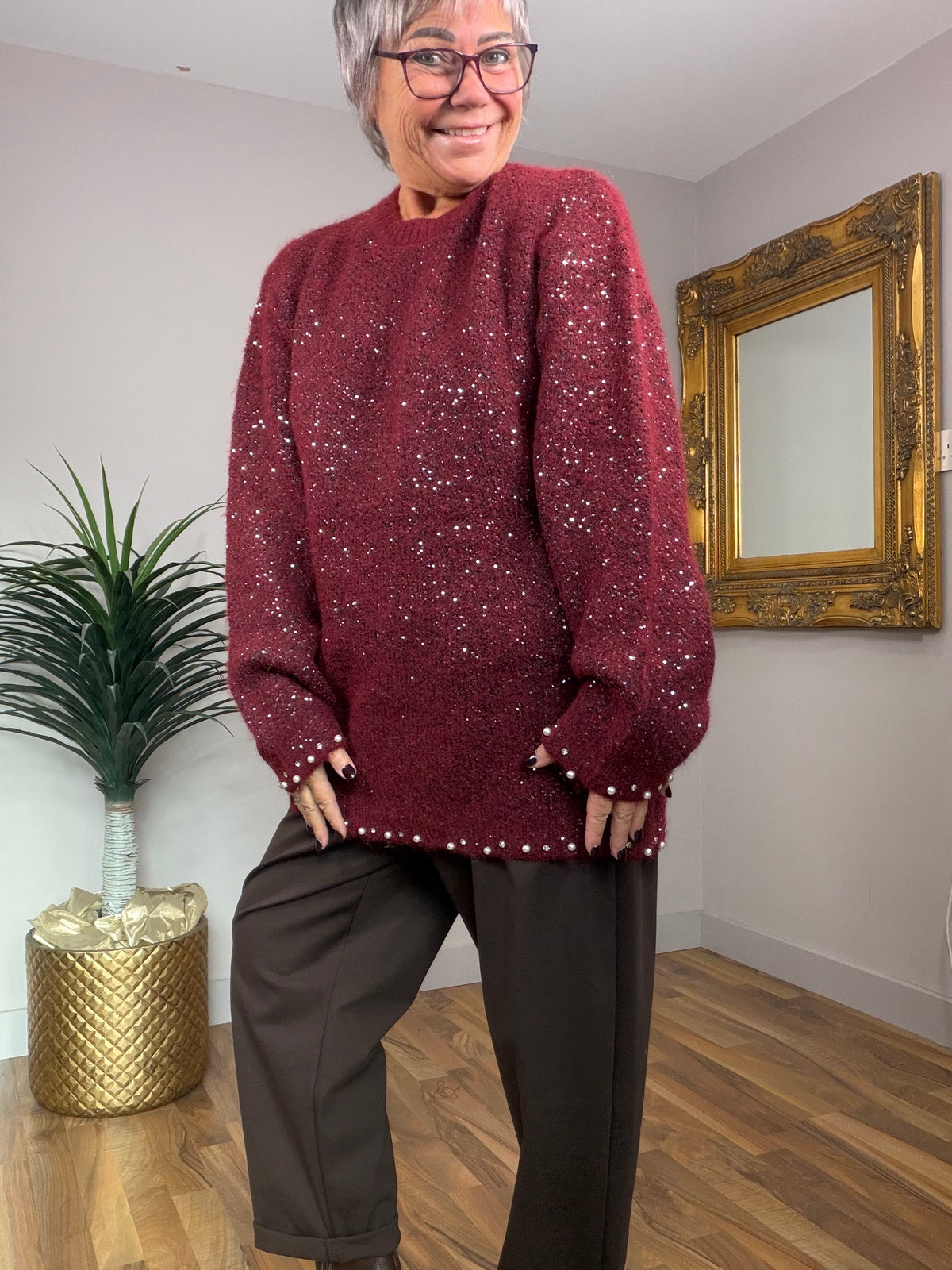 Sequin Pearl Knit Top