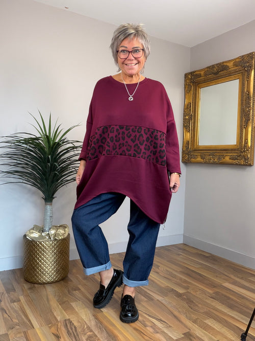 Animal Print Sweat Pocket Top