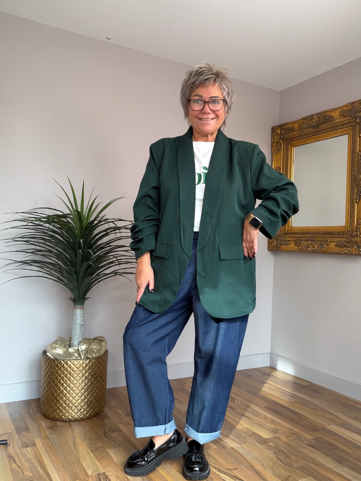 Ruche Sleeve Lined Blazer