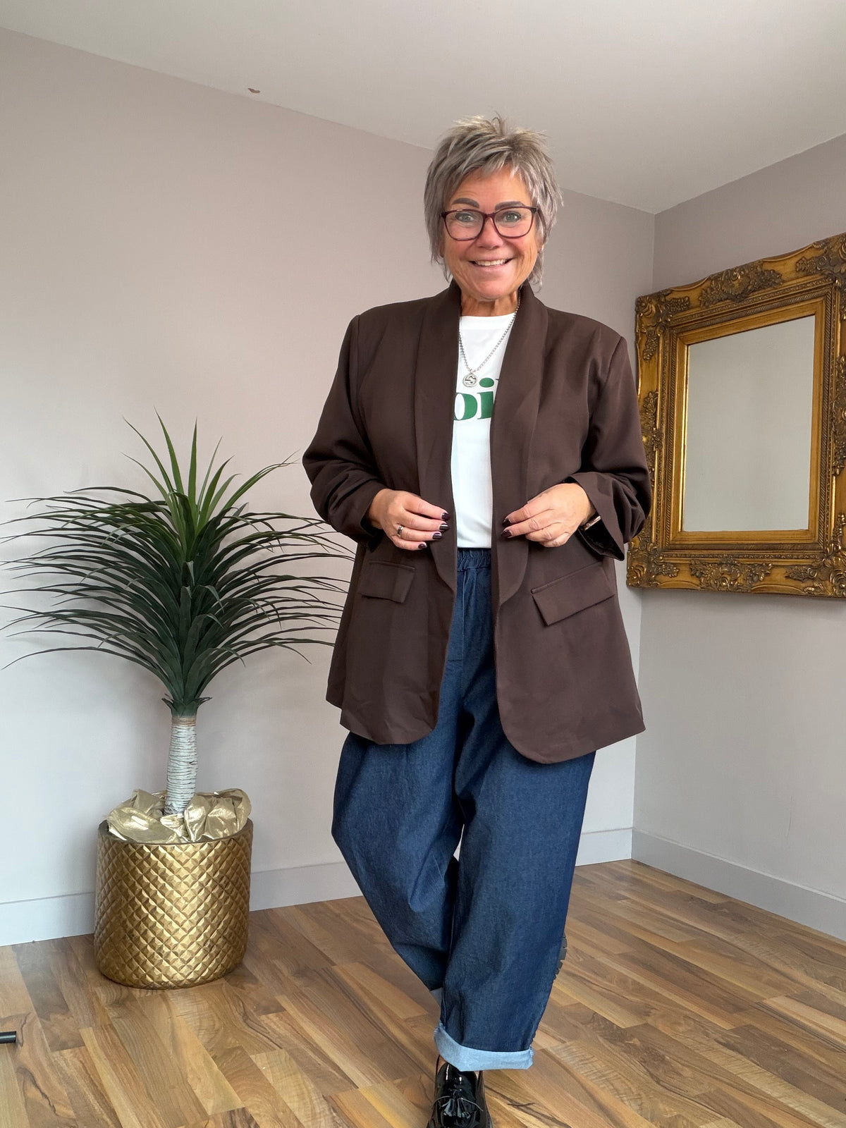Ruche Sleeve Lined Blazer