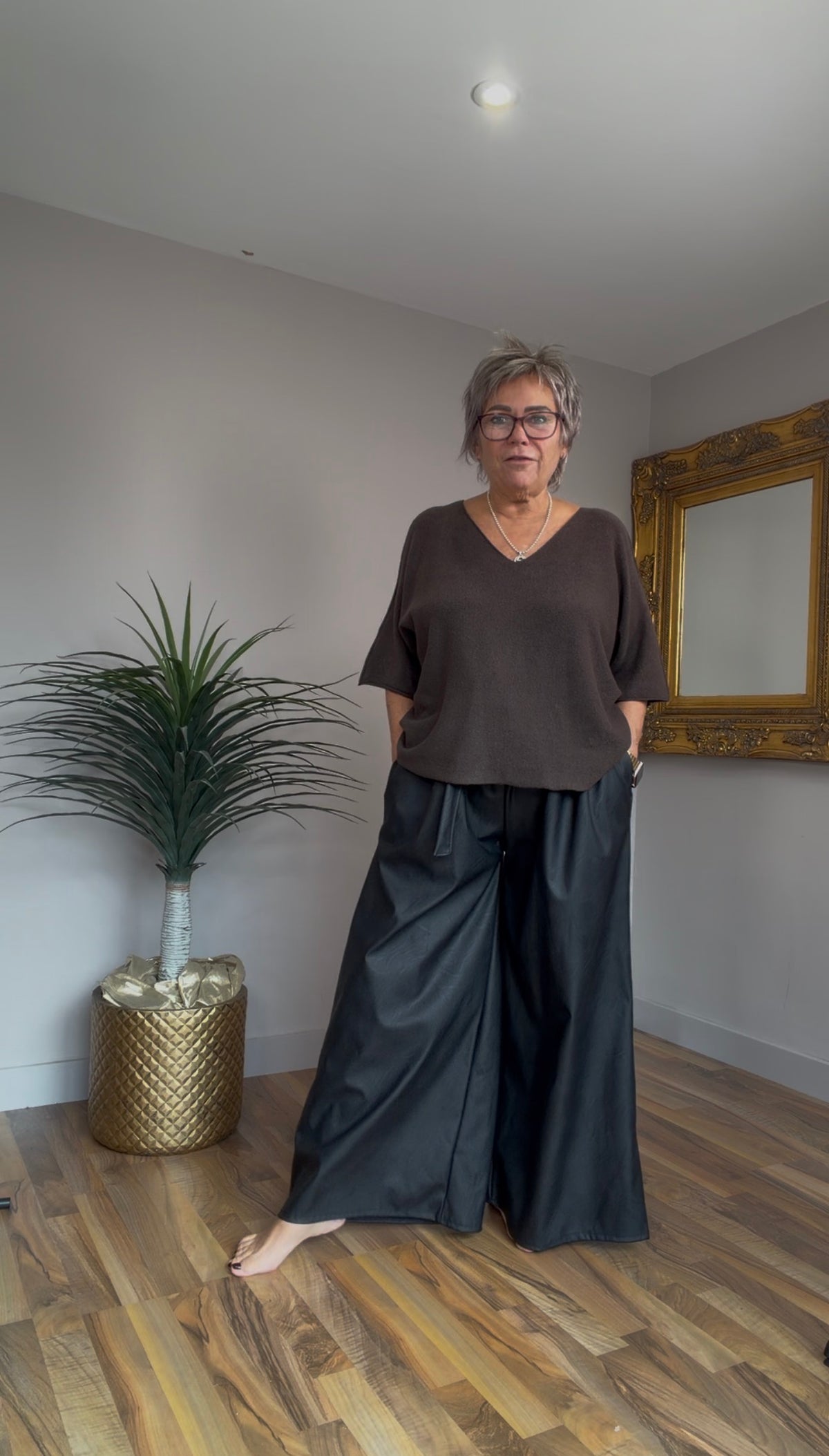 Wide Leg Pu Pants